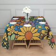 thumbnail image 3 of Pioneer Flower Floral Print Pattern Square Tablecloth,Waterproof Square Table Cover,Wipeable Spillproof Washable Table Cover for Home Kitchen Party Decor 42"X42"(107x107cm), 3 of 6