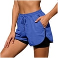 thumbnail image 4 of Mnuaqn Women Running Shorts Flowy Pleated Athletic Shorts Summer High Waisted Tennis Sporty Workout Gym Shorts (Blue, S), 4 of 7