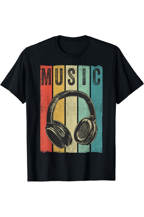 Electronic Music Lover DJ Gift Vintage Retro Headphones T-Shirt