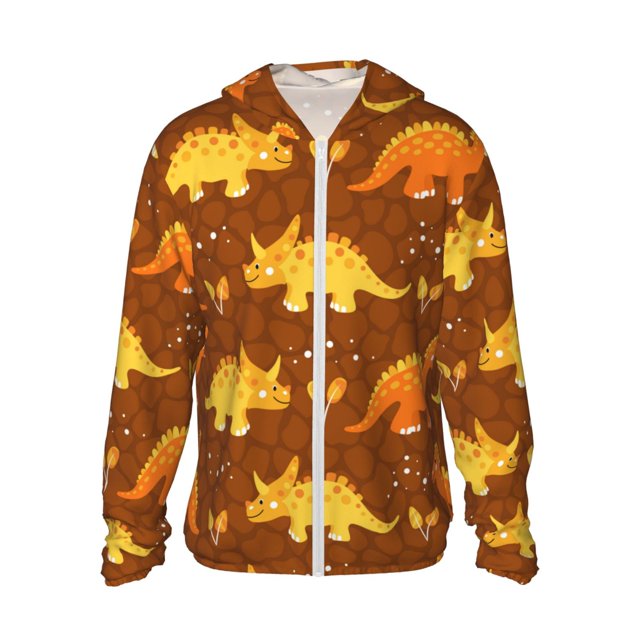 Fotbe Dinosaurs and Leaves Chaqueta con Protección Solar UPF 50+ para Hombre y Mujer, Camisa con Capucha y Bolsillos-XX-Large