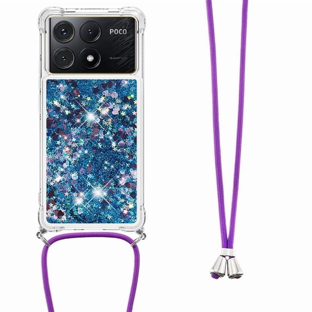 Funda FOXDOCK para Xiaomi Poco X6 Pro con Cuerda Ajustable, Brillo Líquido, Protección Antigolpes y Lente – Ideal para Regalo