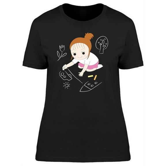 Girl Drawing On The Floor T-Shirt Women -Image by Shutterstock, Female Small