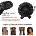 thumbnail image 3 of Black silk satin bonnet for sleeping double layer satin lined hair bonnet, 3 of 5