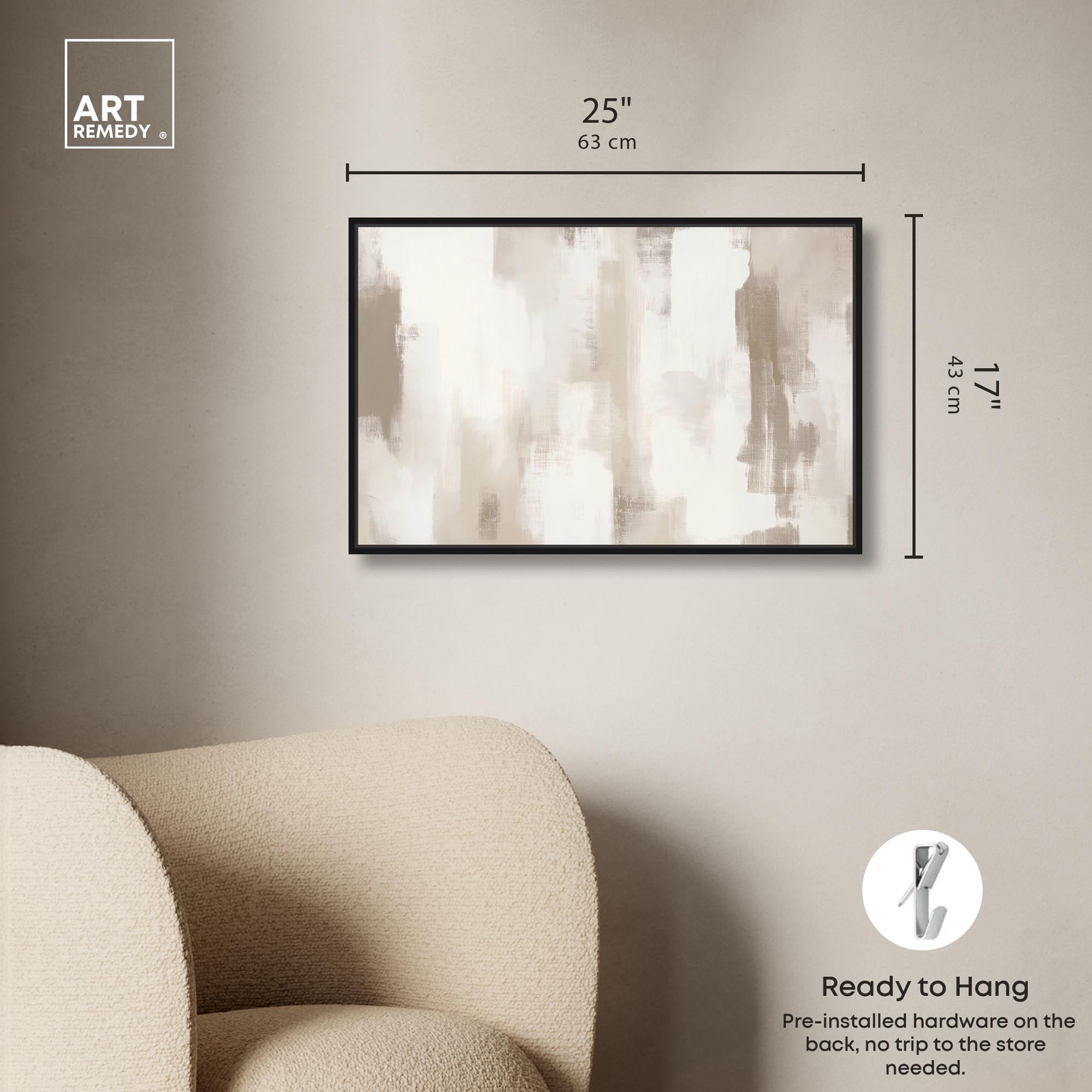 Art Remedy Neutral Abstracts Canvas, 24" x 16", Black Frame, Winter Mist II
