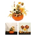 thumbnail image 2 of Cabaza artificial con flores Arreglo floral Guirnaldas de otoño Adorno de mesa para Halloween Decora Escultura de calabaza, 2 of 5