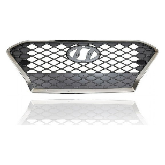 Grille - Compatible/Replacement for '18-21 Hyundai Kona Limited/Ultimate - Chrome Frame Black Mesh, Emblem Provision - 86350J9100