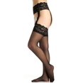 thumbnail image 2 of Berkshire Sexyhose Lace Top Waist With Garter Silky Sheer Leg Stockings Pantyhose, Black, 4909, 2 of 2
