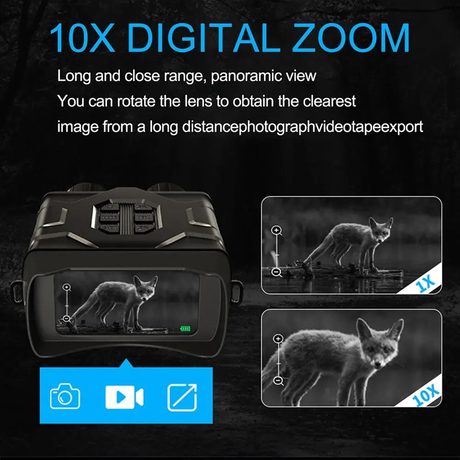 800M Night Vision Goggles IPS 5K Ultra High Definition 10X Digital Zoom Infrared Binoculars Telescope for Camping