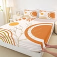 thumbnail image 3 of Castle Fairy Brown Orange Stripes Twin Sheet Sets,Minimalism Vintage Geometric Bedding, 3 of 7