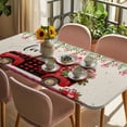 thumbnail image 3 of Valentine's Day Table Cloths for 4 Foot Rectangle Tables, Red Plaid Truck Love Roses Leaves Beige Patio Waterproof Elastic Fitted Tablecloths, Washable Rectangular Table Cover for Camping, 3 of 8