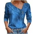 thumbnail image 2 of Juslio Blouses for Women Long Sleeve Shirts Button Casual V Neck Tops Blouses Blue L, 2 of 5