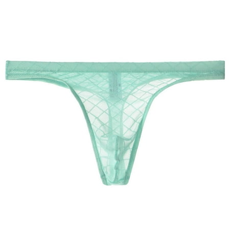 Mens Mesh Briefs Thong Underwear Low Rise Stretch Panties  Sexy Bikini Swimwear  Soft and Breathable Men s Comfty Lace Pouch Super Thin G-Strings Underpants  Light Blue  XX-Large