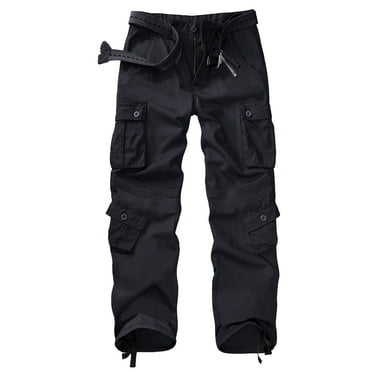 TRGPSG Men's Cargo Pants with 8 Pockets Cotton Cargo Work Pants(No Belt),Black 36x32
