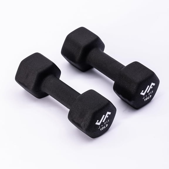 JFIT Dumbbell Pairs or Sets – Neoprene & Vinyl Coated Hand Weights for Home Gym, Strength Training, Aerobics, Cardio Exercise and Fitness