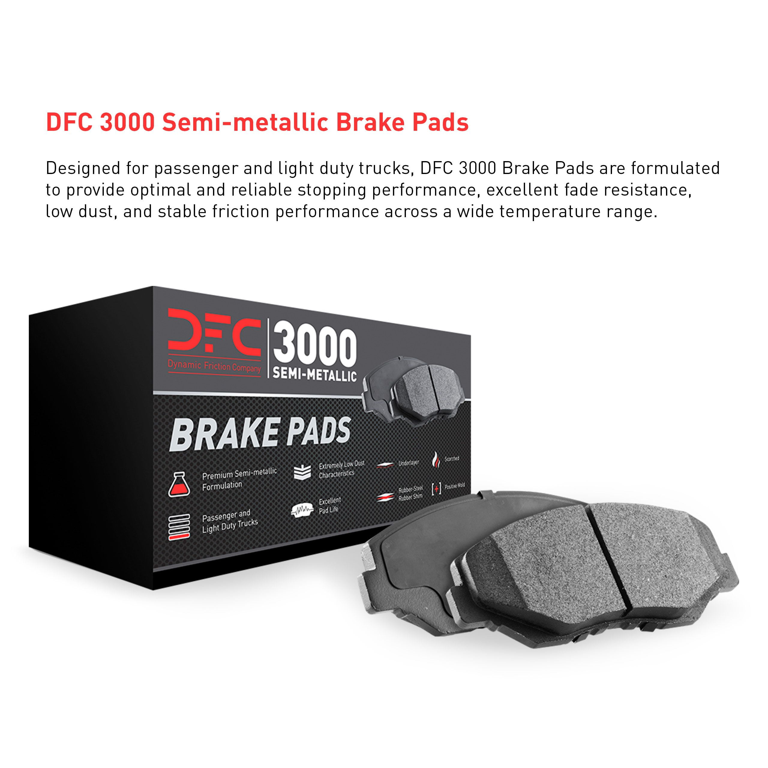 Dynamic Friction Company 3000 Semi-Metallic Brake Pads 1311-1427-00-Rear Set For 2010-2012 Land Rover Range Rover, 2010-2013 Land Rover Range Rover Sport