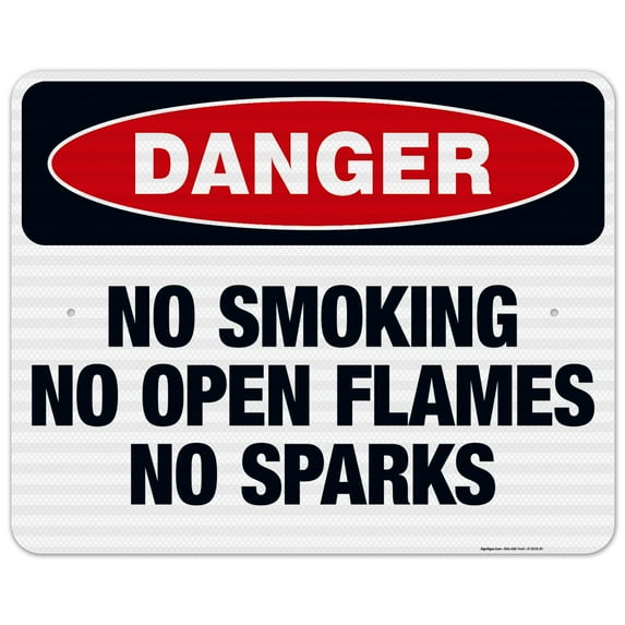 No Smoking No Open Flames No Sparks Sign, OSHA Danger Sign, 24x30 Reflective Aluminum EGP