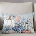 thumbnail image 3 of Blue Coastal Fall Throw Pillow Covers, Thanksgiving Pumpkins Starfish Botanical Soft Breathable Pillow Cases with Zipper for Sleeping, King Size Pillowcases for Couch Bed Sofa Chair 20x36 Inches, 3 of 6