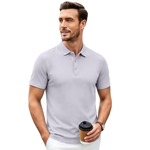 Polo Shirts For Men Short Sleeve Collar Regular Fit Breathable Top Casual Skin Friendly Mens Golf Shirt Complexion L