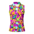 thumbnail image 5 of Womens Golf Shirt Sleeveless Half Zip Stand T-shirt Multi Geometric Splash Graphic Printed Athletic Tees for Women, 5 of 5