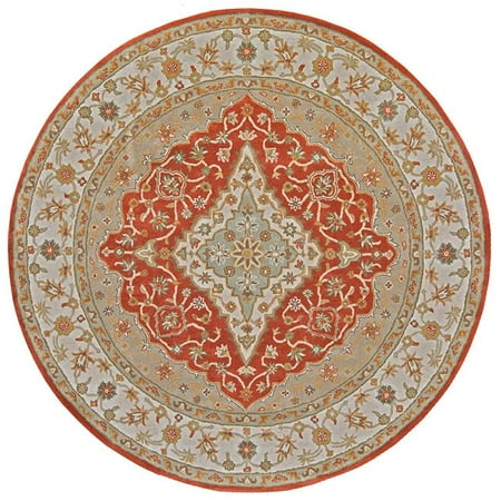 Tufted Mohtesham Covered Field Rust & Ivory Round Area Rug, 12 x 12 ft.
