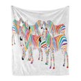 thumbnail image 1 of Funny Soft Flannel Fleece Throw Blanket, Colorful Animal Herd with Rainbow Stripes Digital Art Print Modern Safari, Cozy Plush for Indoor and Outdoor Use, 50" x 60", Multicolor, by Ambesonne, 1 of 6