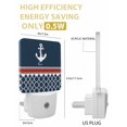 thumbnail image 3 of Night Lights Auto Sensor Nautical Anchor Plug-in LED Nightlights Lamp Dusk to Dawn for Living Room, Bedroom, Bathroom, Hallway, Stairways Home Wall Decor, Red Navy Blue Geometric Stripes Night Light, 3 of 9