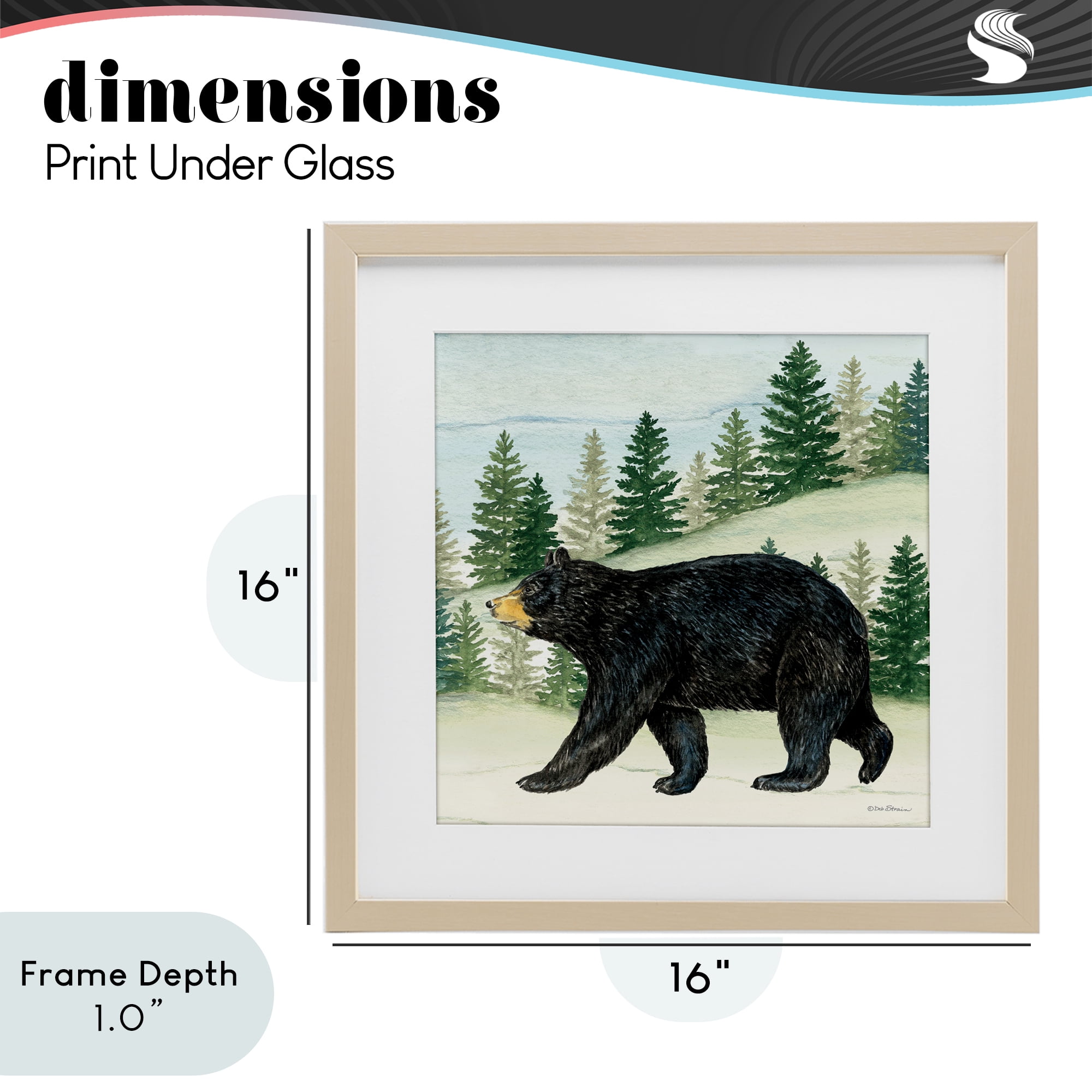 Stupell Industries Black Bear In Woods Birch Framed Print Under Glass, design by Deb Strain
