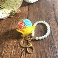 thumbnail image 4 of Bangcool Keychain Pendant Creative Faux Flower DIY Key Ring Pendant with Pearl Chain, 4 of 6