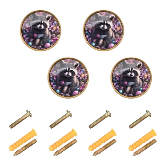 Yayeee 8 Pack Cabinet Knobs with Screws Round Zinc Drawer Pulls for Kitchen, Raccoon Egg Flower