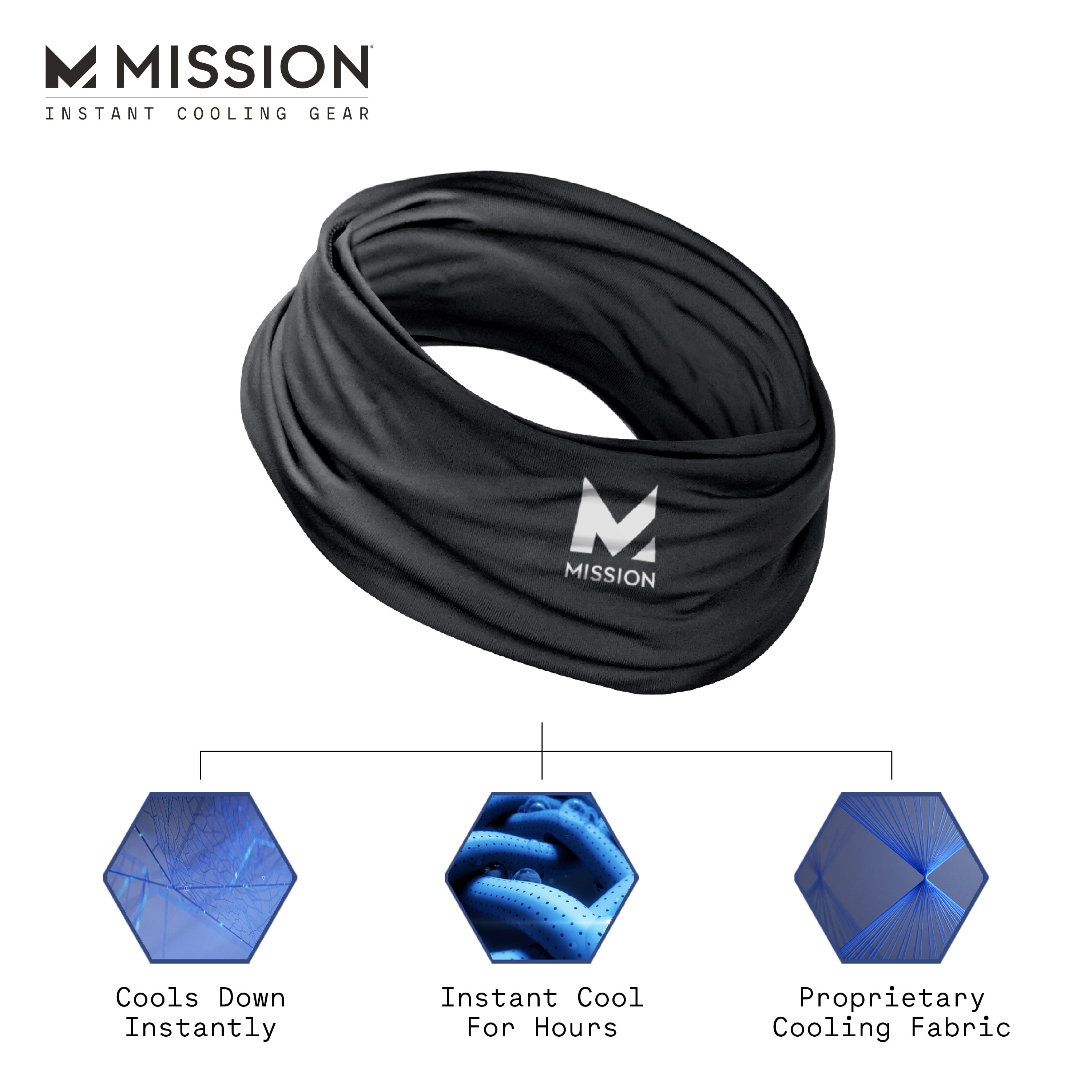 Mission 6-in-1 Cooling Gaiter Black Face Coverage Unisex