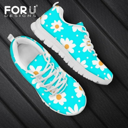 

Beauty Daisy White Floral Printing Women Flat Shoes Brand Design Female+Sneakers Casual Spring Mesh Ladies Footwear