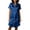 Blue, variant on Womens Button Down Sleep Shirt Soft Satin Nightgown Short Sleeve Night Gown Lightweight Loungewear Purple XXL