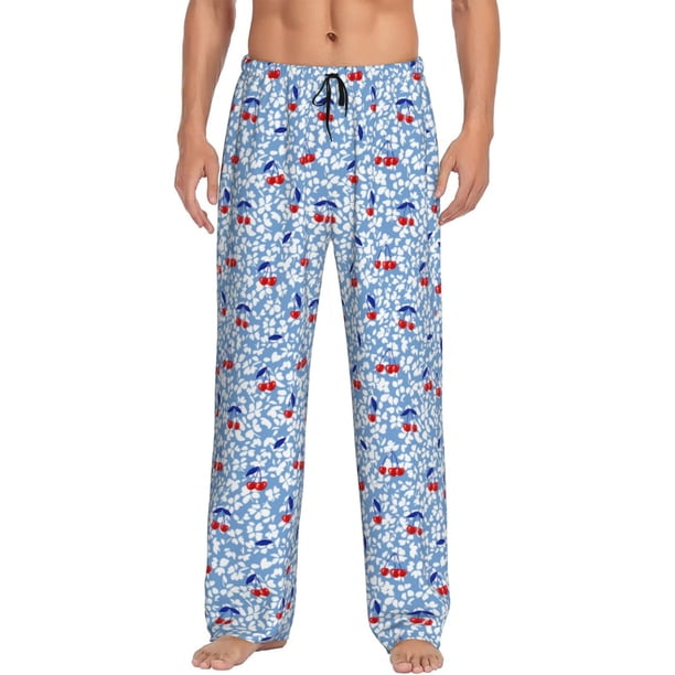 Balery Red Cherries Pantalones de pijama para hombre, pijama ultraligero, pantalón de descanso-Small