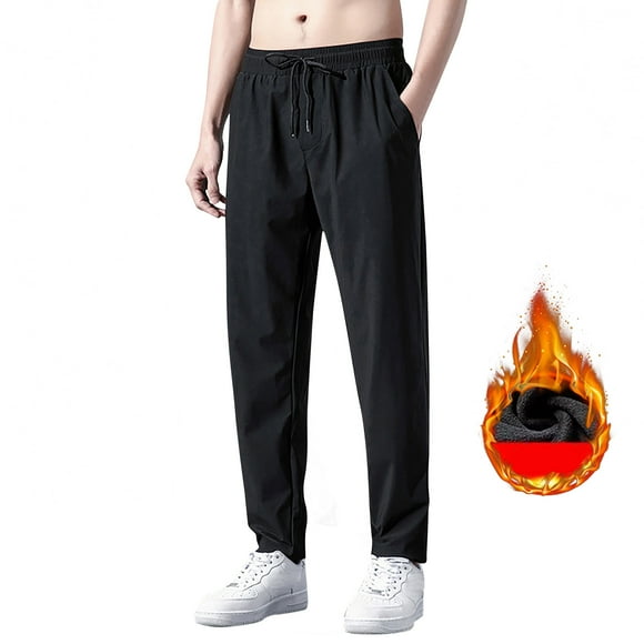 WEAIXIMIUNG Dress Pants Men 32X36 Tall Men's Warm Lined Athletic Sweatpants Winter Drawstring Open Bottom Workout Jogger Pants with Pockets