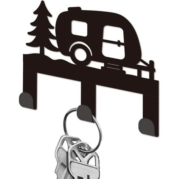 Key Holder for Wall Black Iron Key Hooks Wall Mounted Campervan Key Rack with 3 Hooks Small Key Hangers House Key Holder for Keys Bag Dog Leash Storage Wall Decorative Entryway Colorful