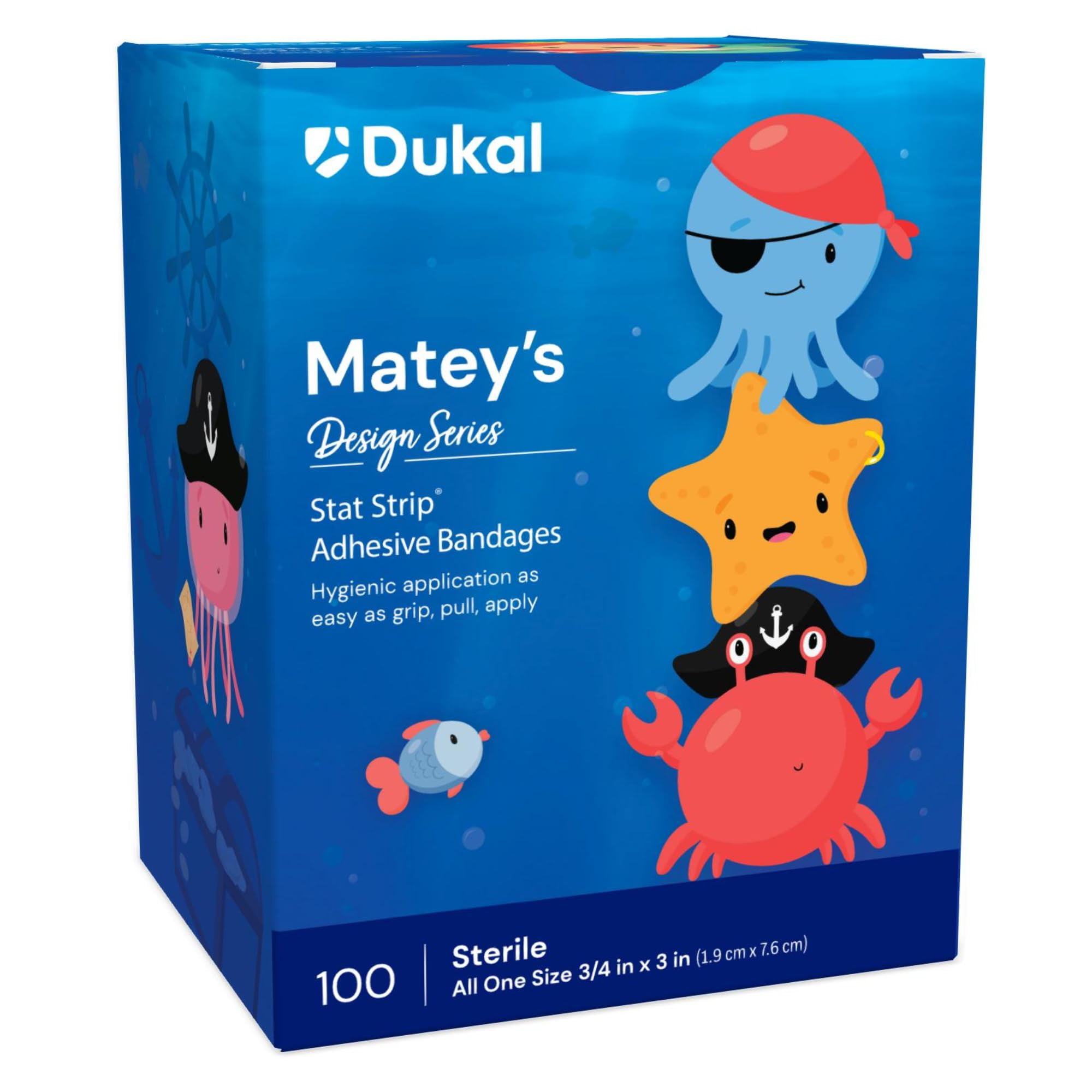 Design Series Matey’s Adhesive Bandages with Stat Strip Technology, ¾” x 3” (Case of 1200)