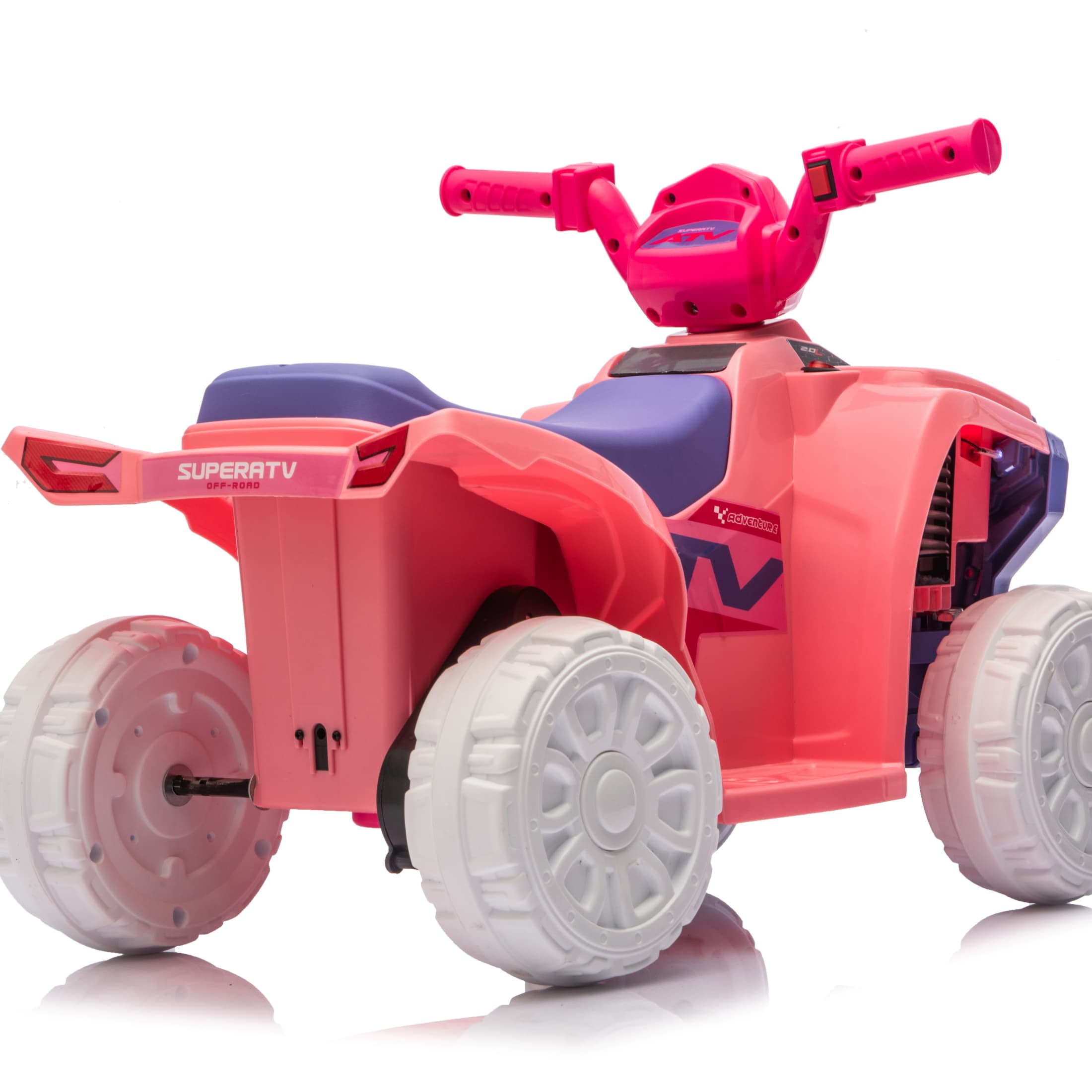 6V Carros Eléctricos Para Niños, 4-Wheeler Quad ATV Play Car w/ 2.5MPH Max Speed, iYofe Ride on Toys w/ Treaded Tires, LED Lights, Push-Button Accelerator, Big Wheels for Kids 2-6,Pink