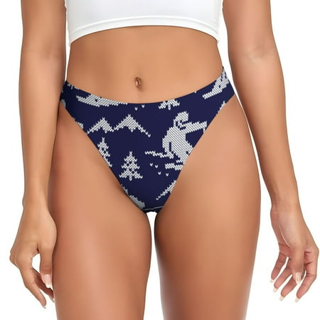 Qokaie Abstract Skiing Printed Women s Cotton Thong Underwear  Sexy Breathable Panties G-string-4X-Large