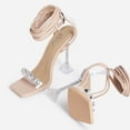 thumbnail image 4 of LuxeModa Reina Gem Detail Square Toe Lace Up Clear Perspex Pyramid Heel, NUDE (NUDE, 8.5), 4 of 5