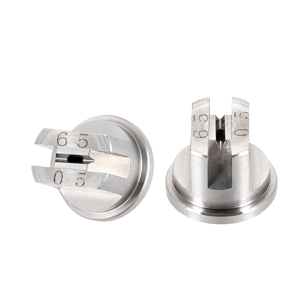 Consejos de pulverización en forma de abanico de Bargains Únicos, boquilla de acero inoxidable de 65 grados, 2 piezas (diámetro de orificio de 1.4 mm)