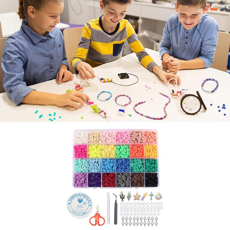 SS Americo Clay Bracelet Making Kit 4800 Pcs Multicolor Polymer Clay Beads with Letter Shell Heart Starfish & More-DIY Beaded Jewelry for Adults