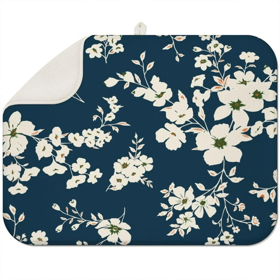 Microfibre Drying Mat for Kitchen Pioneer Dish Drying Drainer Mat Absorbent Colorful Floral Drying Mat Washing Up for Glass, Plate & Cup 18inch X 24inch