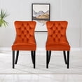 thumbnail image 2 of Velvet Dining Chairs Set of 2, Black Wooden Legs, Modern Tufted Velvet Upholstered Backrest with Nailhead Trim, Wing Back with Back Ring Pull, for Dining Room, Living Room, Office, 2 of 8