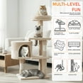 thumbnail image 3 of BestPet Cat Tree 37" Tall Cat Tower Kitten with Scratching Posts and Perches Indoor Activity Center for Cats (Beige), 3 of 7