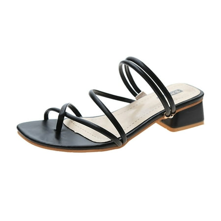 

Youmylove Fashion Women High Heel Breathable Slip-On Shoes Casual Toe Knob Sandals Bohemian Comfortable Stylish Shoes Ladies Footwear