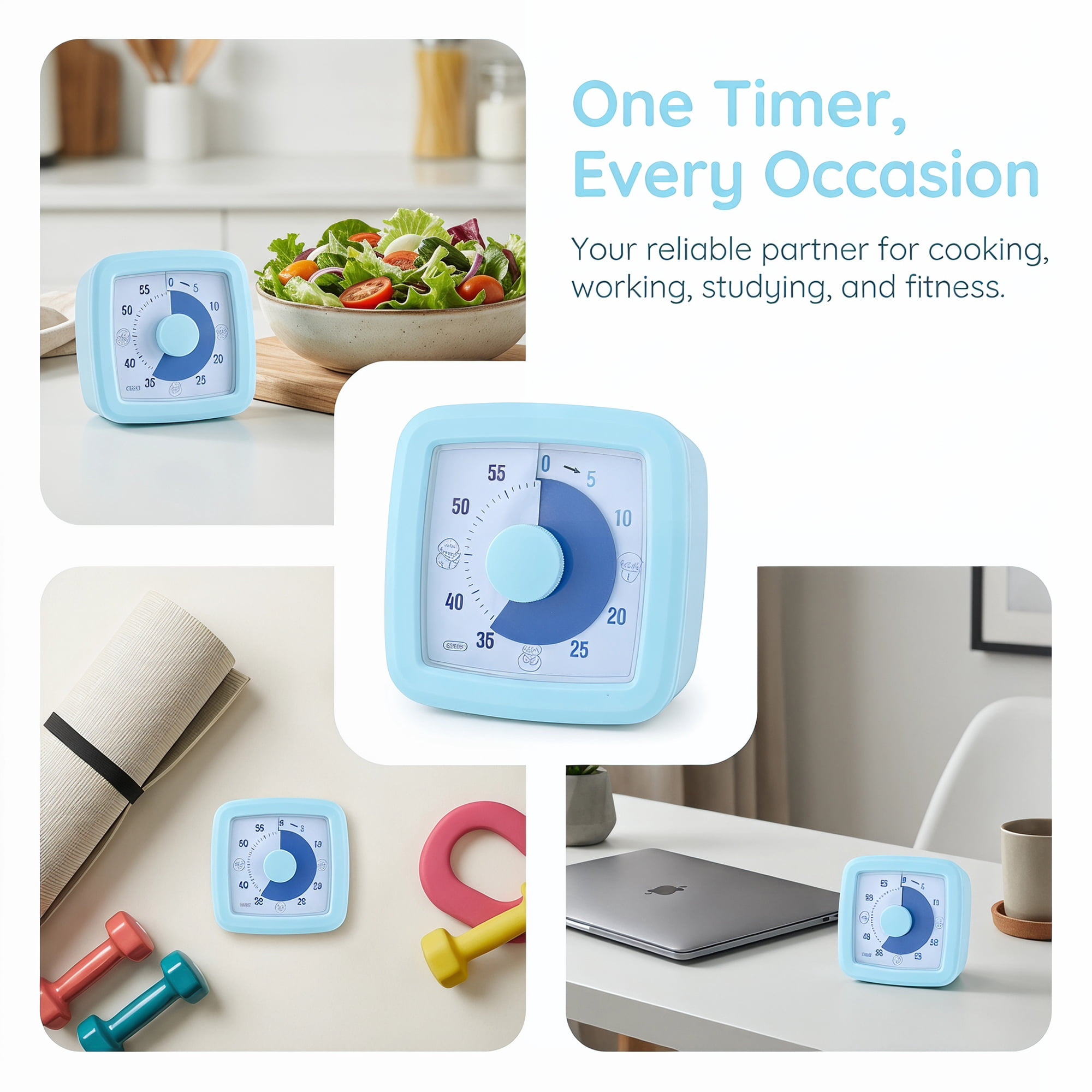 Unique Bargains 60 Minute Digital Visual Timer with Loud Alarm for Studying Blue A