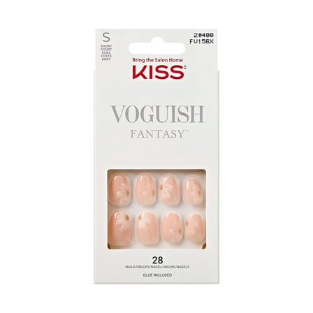 KISS Voguish Fantasy Press on Nails, How to Love, Neutral, Short Oval, 28 Count