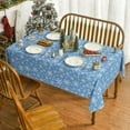 thumbnail image 2 of Christmas Tablecloth 60×102 Inch Rectangular, White Snow Blue Washable Table Cover for Party Picnic Dinner Decor, 2 of 6