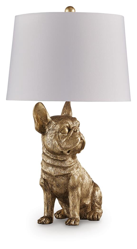 Signature Design by Ashley Wadeland Table Lamp, Gold Finish, 26" Tall, French Bulldog Base