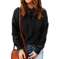 thumbnail image 2 of Sudaderas con capucha casuales Poliéster Otoño Invierno Cuello alto Cordón Un solo color Jersey de manga larga para mujer Negro M, 2 of 7